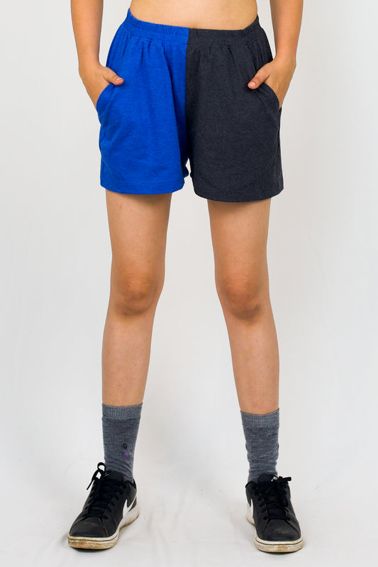 Colour blocked cotton knit shorts