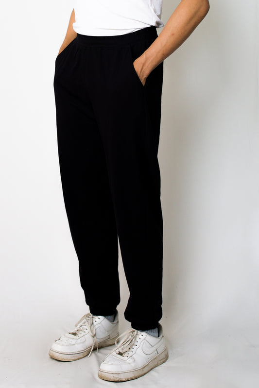 Solid cotton knit joggers