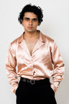 Satin lapel collar shirt