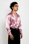 Satin lapel collar shirt