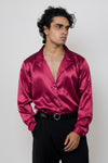 Satin lapel collar shirt