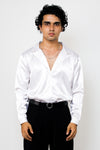 Satin lapel collar shirt