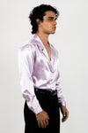 Satin lapel collar shirt