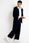 Non crease blazer and solid trousers