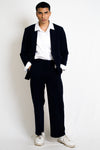 Non crease blazer and solid trousers