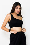 Rib one shoulder crop top