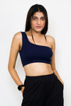 Rib one shoulder crop top