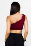 Rib one shoulder crop top