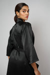 Satin luxury robe with cowl neck slip dress