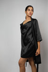 Satin luxury robe with cowl neck slip dress