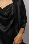 Satin luxury robe with cowl neck slip dress