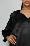 Satin luxury robe with v-neck slip dress