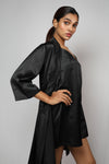 Satin luxury robe with v-neck slip dress