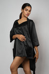 Satin luxury robe with v-neck slip dress