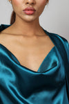 Satin luxury robe with cowl neck slip dress