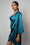 Satin luxury robe with cowl neck slip dress