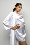 Satin luxury robe with cowl neck slip dress