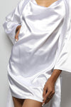 Satin luxury robe with cowl neck slip dress