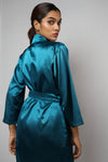 Satin luxury robe with v-neck slip dress