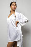 Satin luxury robe with v-neck slip dress