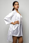 Satin luxury robe with v-neck slip dress