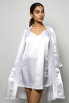 Satin luxury robe with v-neck slip dress