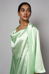 Satin luxury robe with cowl neck slip dress