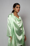 Satin luxury robe with cowl neck slip dress