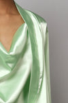 Satin luxury robe with cowl neck slip dress