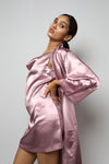 Satin luxury robe with cowl neck slip dress