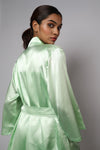 Satin luxury robe with v-neck slip dress