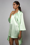 Satin luxury robe with v-neck slip dress