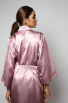 Satin luxury robe with v-neck slip dress