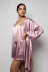 Satin luxury robe with v-neck slip dress