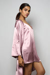 Satin luxury robe with v-neck slip dress