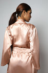 Satin luxury robe with cowl neck slip dress