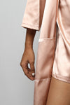 Satin luxury robe with cowl neck slip dress