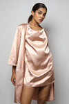 Satin luxury robe with cowl neck slip dress