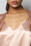 Satin luxury robe with v-neck slip dress