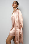 Satin luxury robe with v-neck slip dress