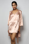 Satin luxury robe with v-neck slip dress