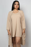 Lycra luxury robe with v-neck slip dress