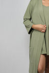 Lycra luxury robe with v-neck slip dress