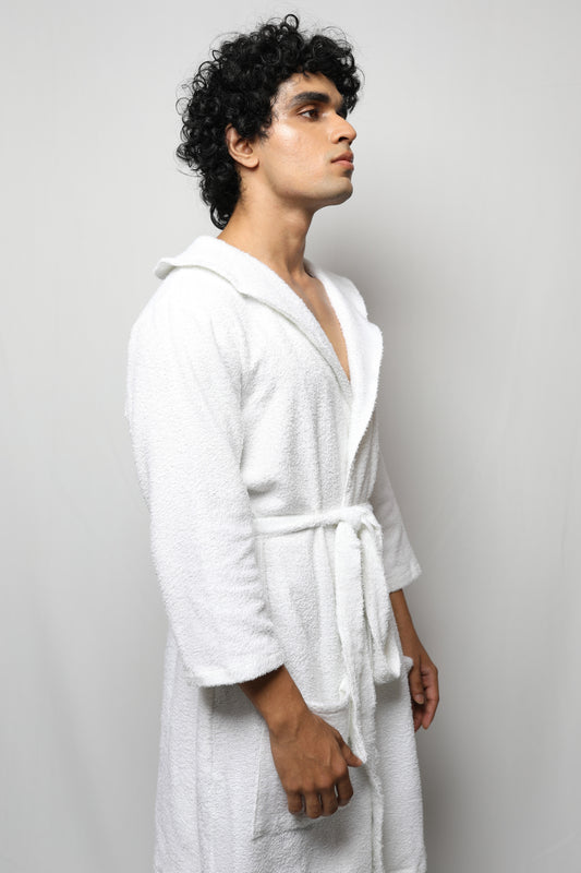 Towel material bathrobe - knee length