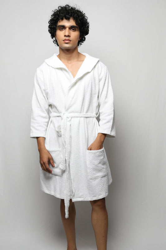 Towel material bathrobe - knee length