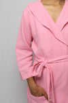 Cotton matte bathrobe with lining - knee length