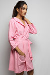 Cotton matte bathrobe with lining - knee length