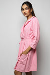 Cotton matte bathrobe with lining - knee length