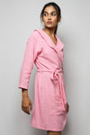 Cotton matte bathrobe with lining - knee length