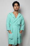 Cotton matte bathrobe with lining - knee length